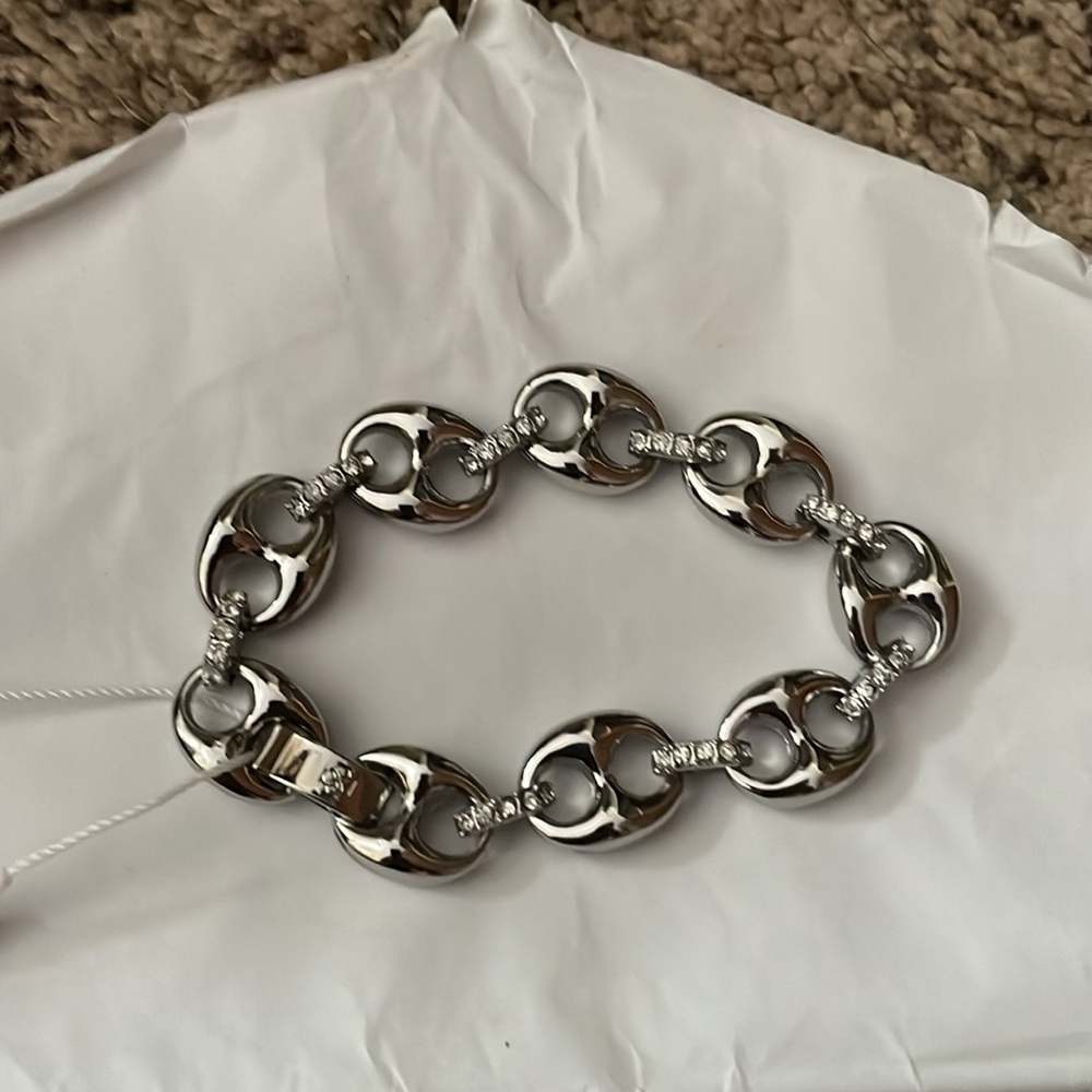 Ann Taylor Silver Bracelet with Rhinestones